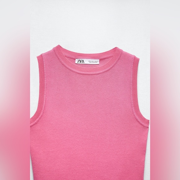 Zara pink knit crop tank - Picture 2 of 4